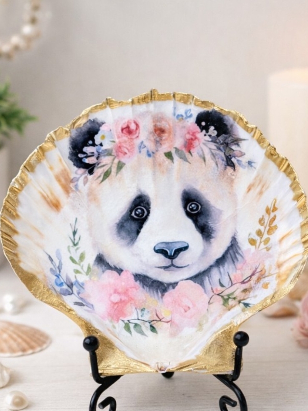 Floral Panda Decapoge  Shell  White & Pink